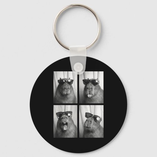 Cool Capybara With Sungles Photobooth Funny Rodent Sleutelhanger (Voorkant)