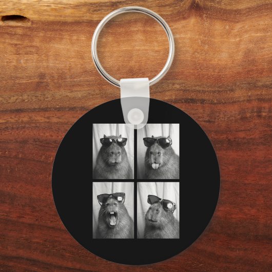 Cool Capybara With Sungles Photobooth Funny Rodent Sleutelhanger (Voorkant)
