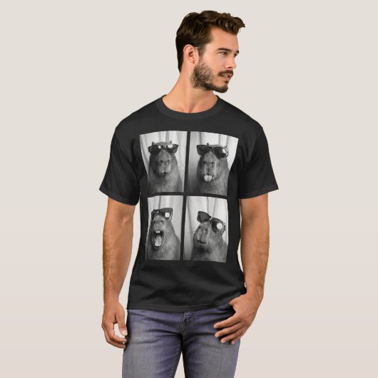 Cool Capybara With Sungles Photobooth Funny Rodent T-shirt (Voorkant volledig)