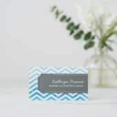cool carte de visite chevron rayure bleu aquarelle (Debout devant)