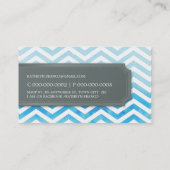 cool carte de visite chevron rayure bleu aquarelle (Dos)