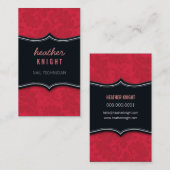 cool carte de visite fleurit corail noir rouge (Devant / Derrière)