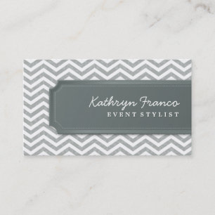 cool carte de visite rayure chevron gris argenté