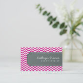 cool carte de visite rayure chevron gris rose chau (Debout devant)