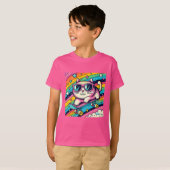 Cool Cartoon Cat Skating op Rollerboard | Leuke Ki T-shirt (Voorkant volledig)
