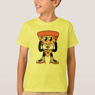 : Cool Cartoon Pizza Slice Karakter T-shirt