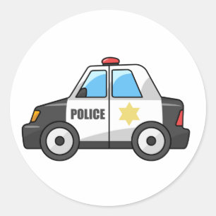 Cool Cartoon Politieauto Ronde Sticker