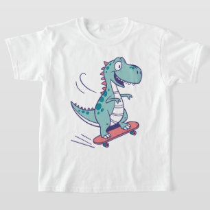 Cool Cartoon T-Rex op Skateboard T-shirt