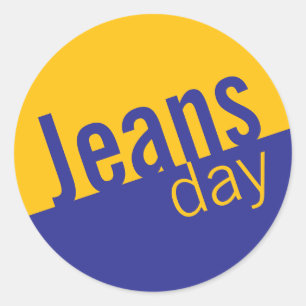 Cool Casual Denim Jeans Day Stickers Geel Blauw
