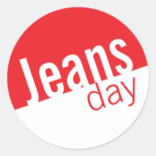 Cool Casual Denim Jeans Day Stickers Rood