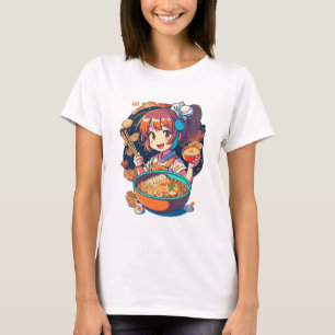 cool casual met "Anime Character Eating" T-Shirt