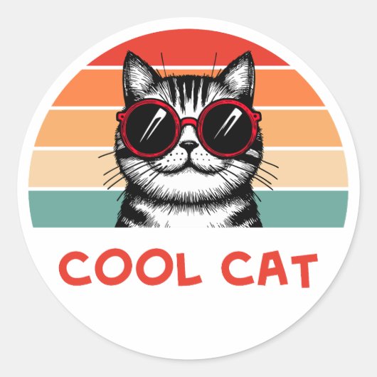 Cool cat 2 ronde sticker (Voorkant)