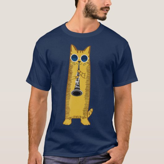 Cool Cat-afspeelapparaat voor het Clarinet Design T-shirt (Voorkant)