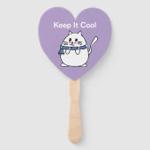 Cool Cat Cartoon Grappig Schattige Feest Handwaaier (Voorkant)