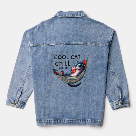 Cool cat chill mode Denim jas Jacket (Achterkant)