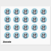 Cool Cat Coffee Break: 8-bit Pixel Art Ronde Sticker (Vel)