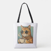 Cool Cat Coffee Retro Style Design for Cat Lovers Draagtas (Achterkant)