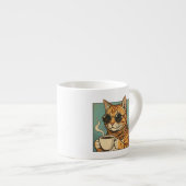Cool Cat Coffee Retro Style Design for Cat Lovers Espresso Kop (Voorkant rechts)