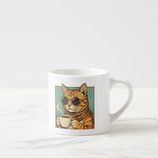 Cool Cat Coffee Retro Style Design for Cat Lovers Espresso Kop (Rechts)