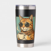 Cool Cat Coffee Retro Style Design for Cat Lovers Geïsoleerde Drinkbeker (Achterkant)