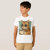 Cool Cat Coffee Retro Style Design for Cat Lovers T-shirt (Voorkant volledig)