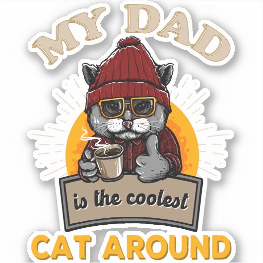 Cool cat dad sticker (Voorkant)