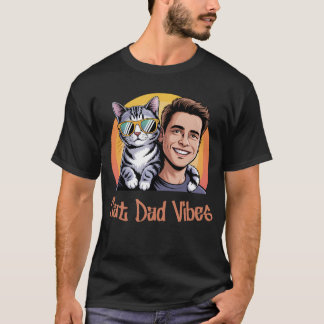 Cool Cat Dad Vibes T-shirt Retro Style Funny Kitte