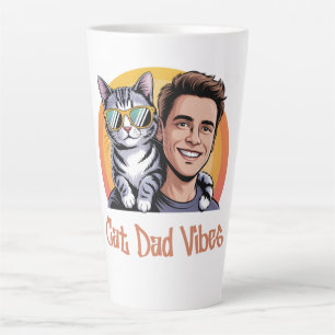 Cool Cat Dad Vibes T-shirt Retro Style Funny Kitte Latte Mok