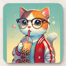Cool Cat drink boba Bier Onderzetter