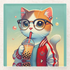 Cool Cat drink boba Glazen Onderzetter