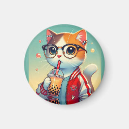 Cool Cat drink boba Magneet