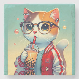 Cool Cat drink boba Stenen Onderzetter