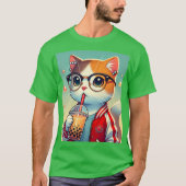 Cool Cat drink boba T-shirt (Voorkant)