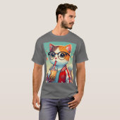 Cool Cat drink boba T-shirt (Voorkant volledig)