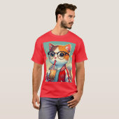 Cool Cat drink boba T-shirt (Voorkant volledig)