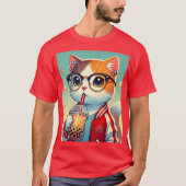 Cool Cat drink boba T-shirt (Voorkant)