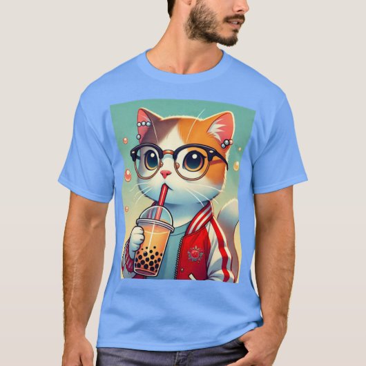 Cool Cat drink boba T-shirt (Voorkant)