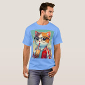 Cool Cat drink boba T-shirt (Voorkant volledig)