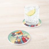 Cool Cat drink boba Zandsteen Onderzetter (Zijkant)