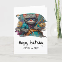 ** Cool Cat drummer AP91 Hip Birthday Kaart