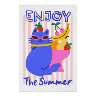 Cool Cat Enjoying the Summer Perfect Poster