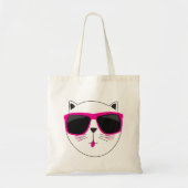 Cool Cat Face met Roze Zonnebril Schattige Kat Tote Bag (Voorkant)