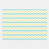 Cool Cat gezichten Blauwgroen geel Chevron Pattern Inpakpapier Vel (Voorkant 2)