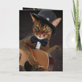 Cool Cat Guitarist – Minimal Elegant Design Kaart (Achterkant)