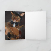Cool Cat Guitarist – Minimal Elegant Design Kaart (Binnen)