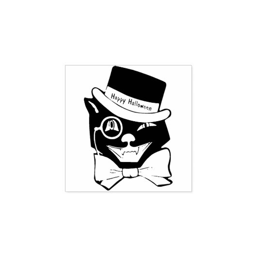 Cool Cat.  Happy Halloween Rubber Stamp Rubberstempel (Afrduk)