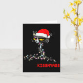 Cool Cat Hat Merry Kiss My Christmas  Kaart (Gele Bloem)