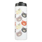 Cool Cat Head Cartoon Fun Pattern Art Thermosbeker (Voorkant)
