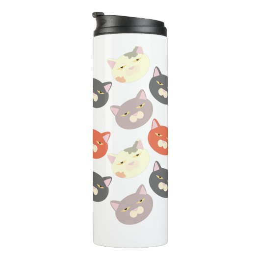 Cool Cat Head Cartoon Fun Pattern Art Thermosbeker (Geroteerd rechts)