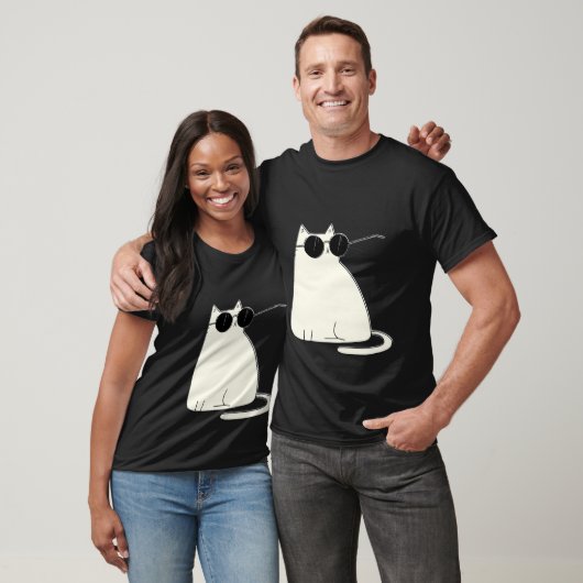 Cool Cat in Shades — Minimal White Kitty T-shirt (Unisex)